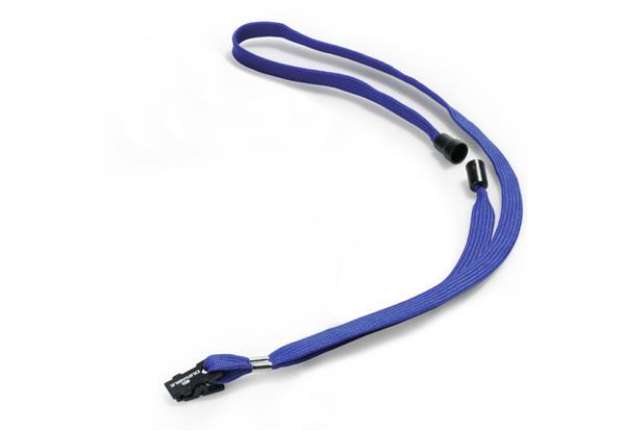Immagine di Cordoncino per portabadge - 44 x 1 cm - tessuto - blu - Durable - conf. 10 pezzi