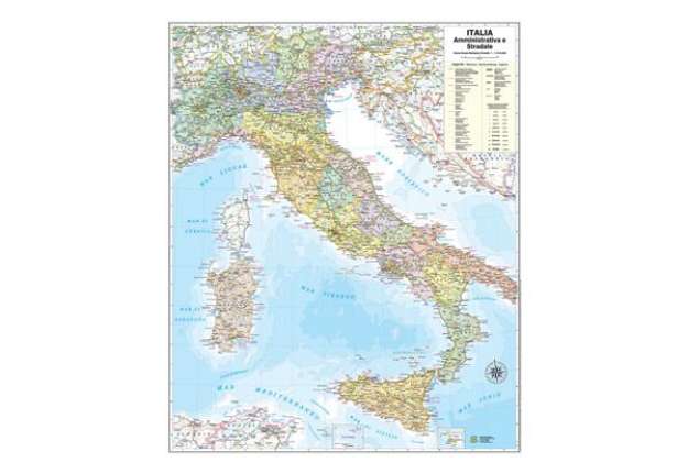 Immagine di Carta geografica Italia amministrativa e stradale - murale - 67 x 85 cm - Belletti