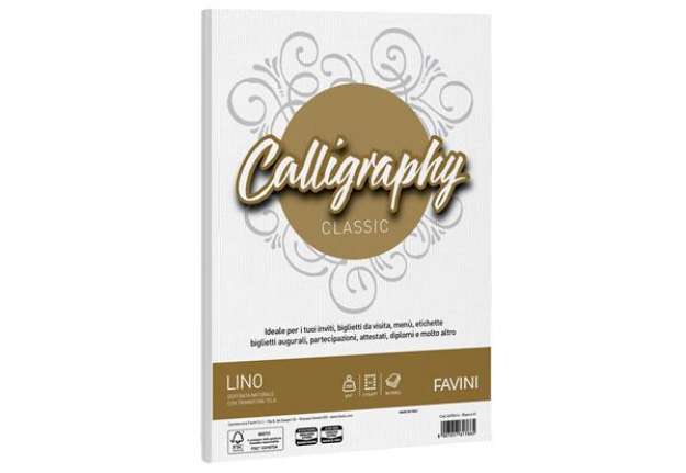 Immagine di Carta Calligraphy Lino - A4 - 200 gr - bianco 01 - Favini - conf. 50 fogli