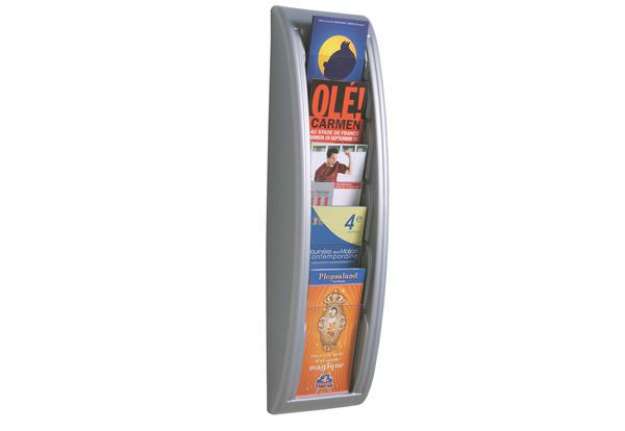 Immagine di Espositore da parete Quick Fit System - 5 tasche A5 - grigio - Paperflow