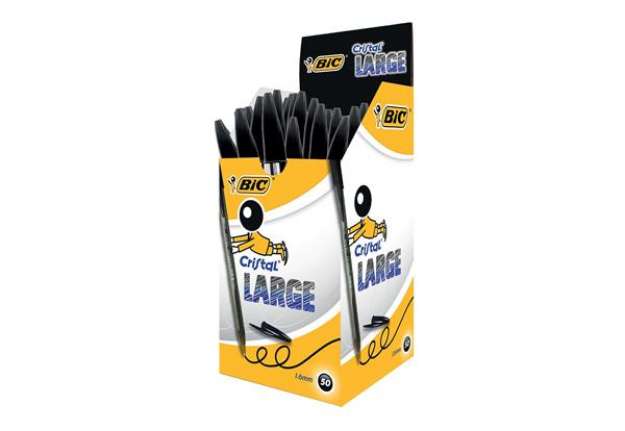 Immagine di Penna sfera Cristal Large - punta 1,6 mm - nero - Bic - conf. 50 pezzi
