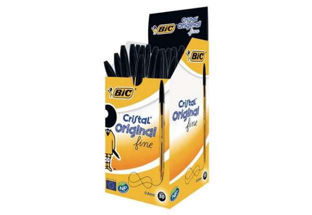 Immagine di Penna sfera Cristal - punta fine 0,8 mm - nero - Bic - conf. 50 pezzi