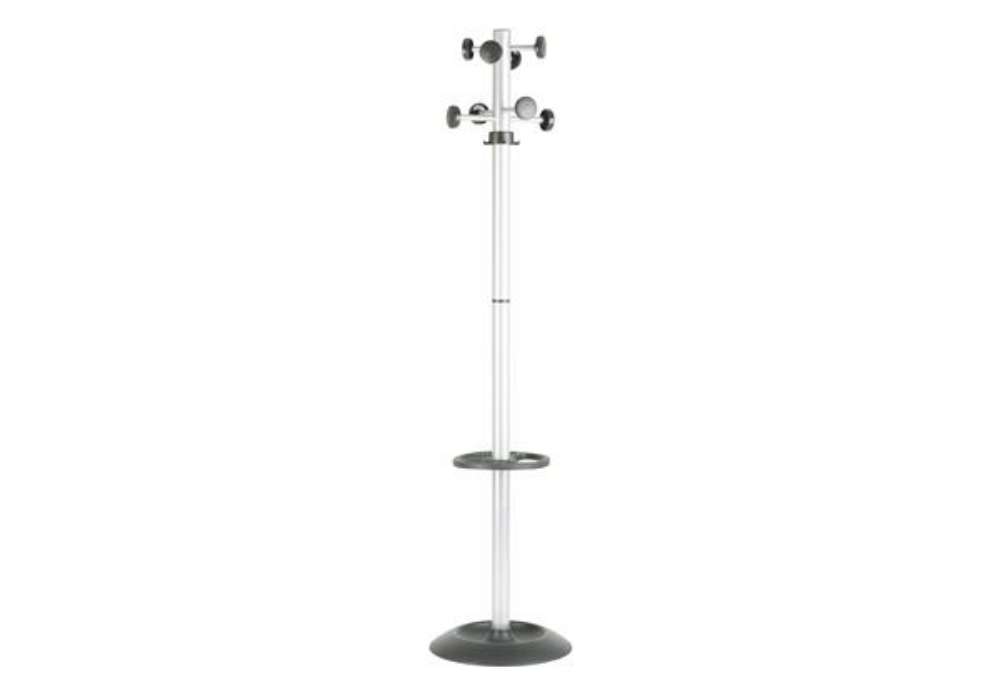 Immagine di Appendiabiti Totem - con portaombrelli - 8 posti - 175 x 39 cm - grigio/nero - Unisit