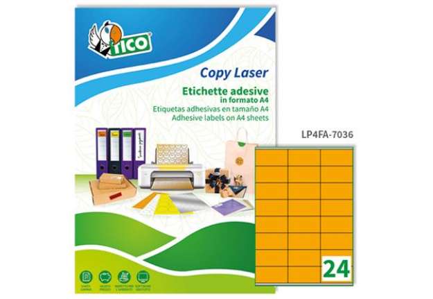 Immagine di Etichette adesive LP4F - in carta - con margini - permanenti - 70 x 36 mm - 24 et/fg - 70 fogli - ar