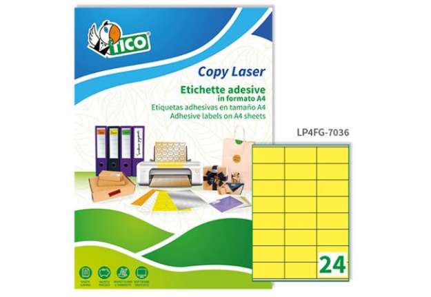 Immagine di Etichette adesive LP4F - in carta - con margini - permanenti - 70 x 36 mm - 24 et/fg - 70 fogli - gi
