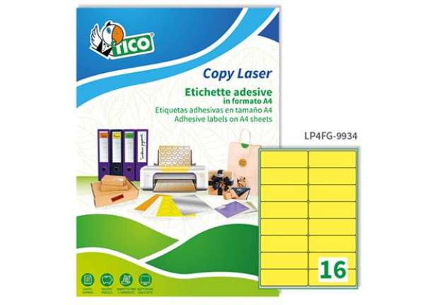 Immagine di Etichette adesive LP4F - in carta - angoli arrotondati - permanenti - 99,1 x 34 mm - 16 et/fg - 70 f