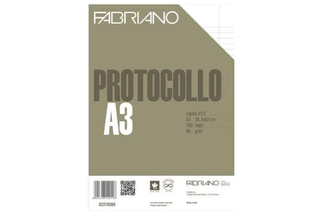 Immagine di Foglio protocollo - A4 - 1 rigo c/margine - 60 gr - Fabriano - conf. 200 pezzi