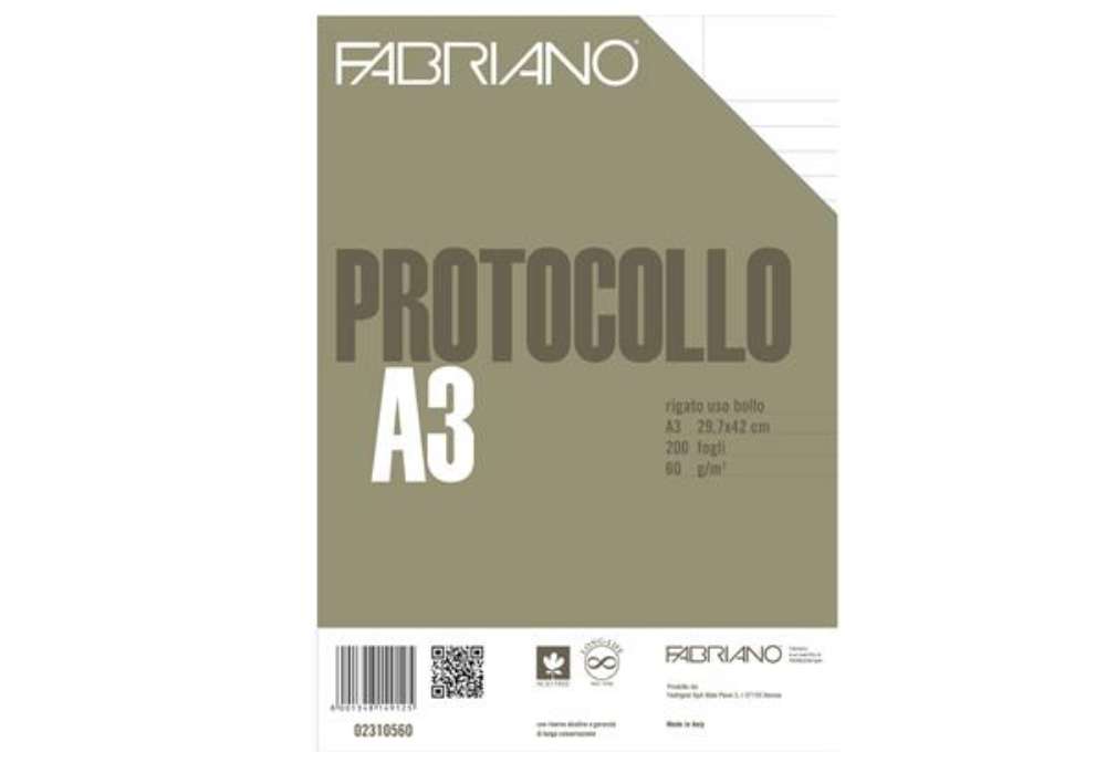 Immagine di Foglio protocollo - A4 - uso bollo - 60 gr - Fabriano - conf. 200 pezzi