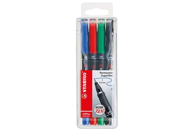Immagine di Pennarelli OHPen 841 universal permanente  - punta superfine 0,4mm - astuccio  4 colori - Stabilo