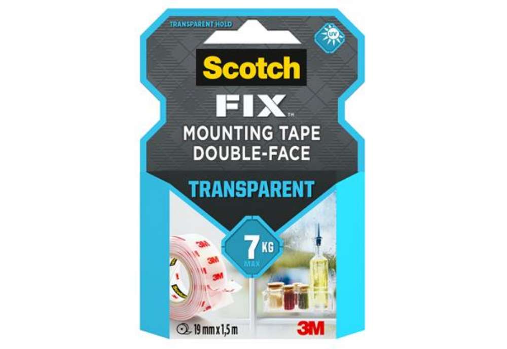 Immagine di Nastro biadesivo FIX - 19 mm x 1,5 m - LDPE - trasparente - Scotch
