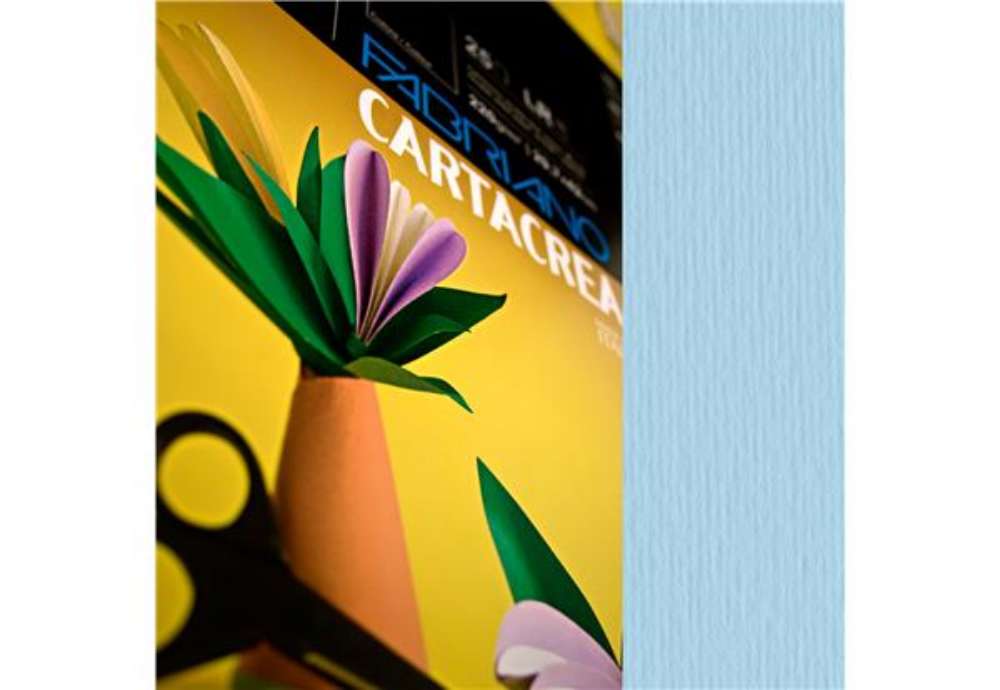 Immagine di Cartoncino CartaCrea - 35 x 50 cm - 220 gr - celeste 118 - Fabriano -  blister 10 fogli