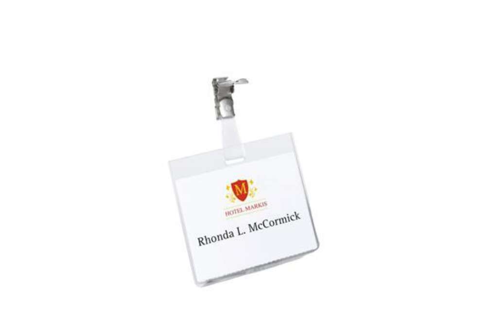 Immagine di Portabadge - clip in metallo - 6 x 9 cm - PVC - Durable - conf. 5 pezzi