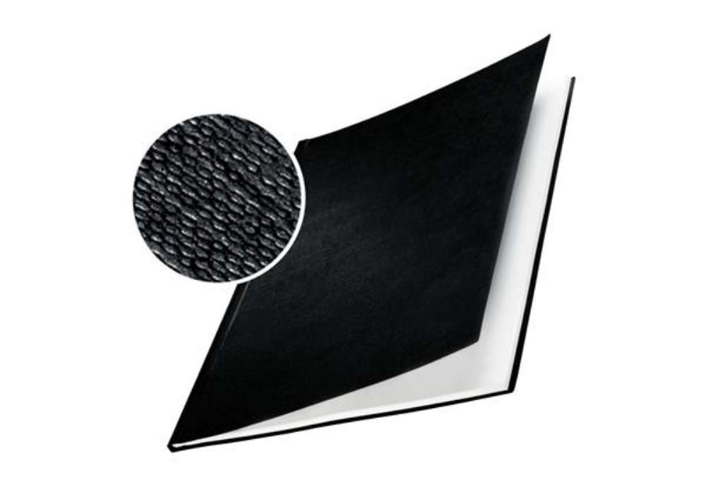 Immagine di Copertine Impressbind - rigide - 14 mm - finitura lino - nero - Leitz - scatola 10 pezzi