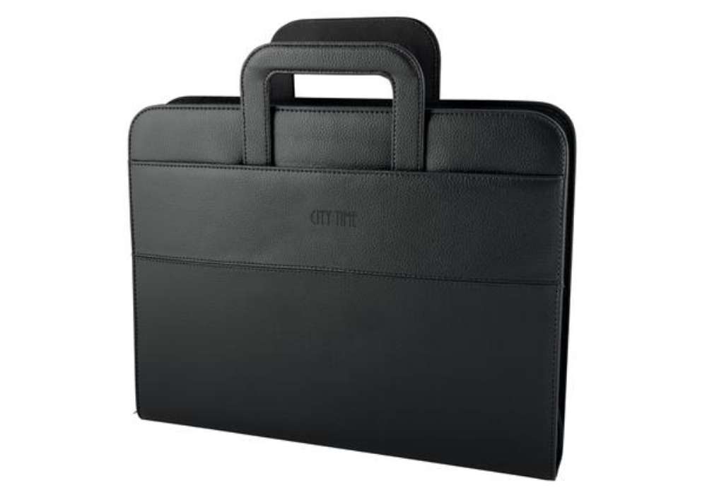 Immagine di Portablocco - similpelle - c/anelli - nero - 28,5x36 cm - City Time