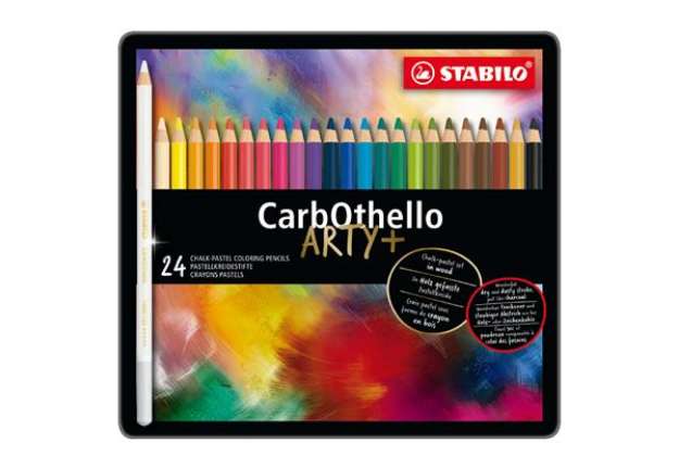 Immagine di Matite colorate CarbOthello - tratto 4,40 mm - colori assortiti - Stabilo - astuccio in metallo 24 p