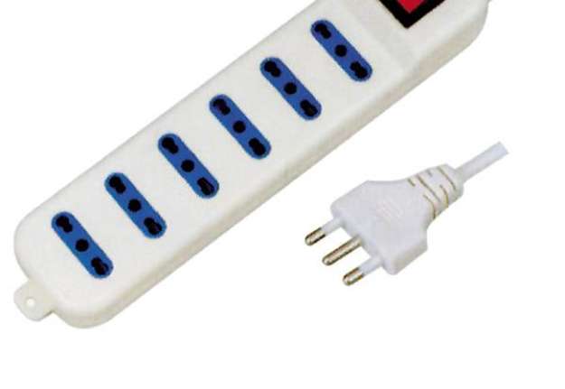 Immagine di Presa multipla con interruttore - 6 prese bipasso 2P+T - cavo da 1.5 mt - MKC