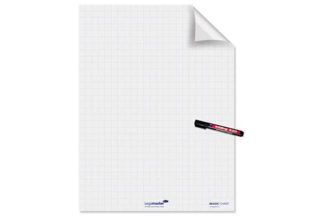 Immagine di Fogli elettrostatici Magic Chart - 60 x 80 cm - quadretti 2,5 cm - Legamaster - rotolo da 25 pezzi