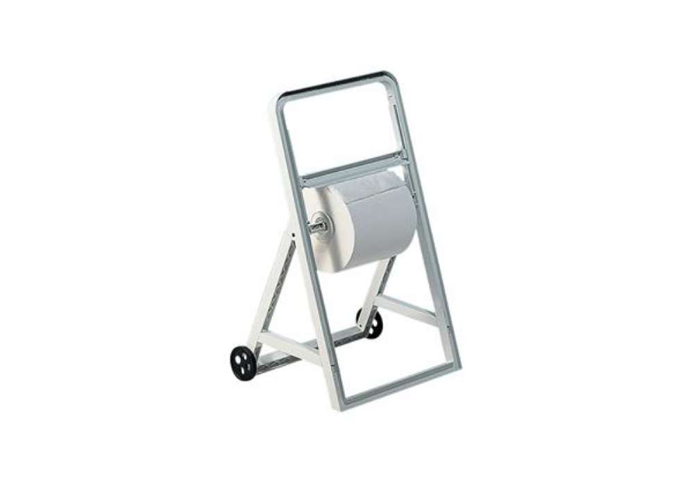 Immagine di Dispenser a cavalletto con ruote per bobine asciugatutto - ABS - 51,5x47x91 cm - bianco - Mar Plast