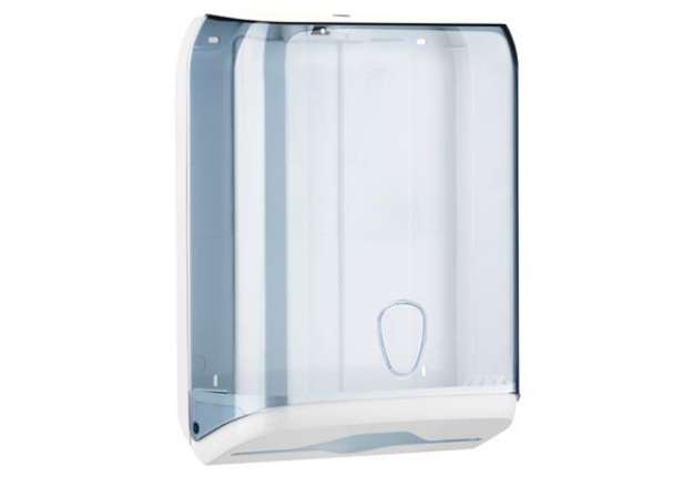 Immagine di Dispenser asciugamani piegati - 28x13,7x37,5 cm - plastica - bianco/azzurro trasparente - Mar Plast