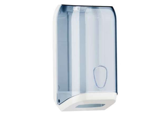 Immagine di Dispenser di carta igienica in fogli - 15,8x13x30,7 cm - trasparente/bianco - Mar Plast