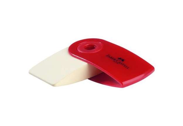 Immagine di Gomma Sleeve Mini - 55x28x15mm - con custodia protettiva rossa e blu - Faber-Castell