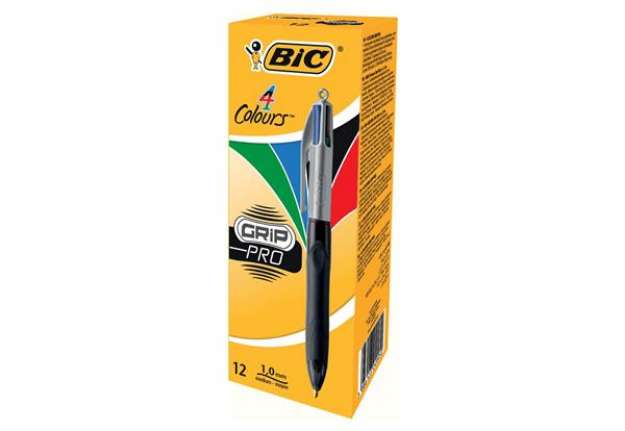 Immagine di Penna a sfera a scatto 4 Colors Grip Pro - punta 1,0mm - nero, blu, rosso, verde  - Bic