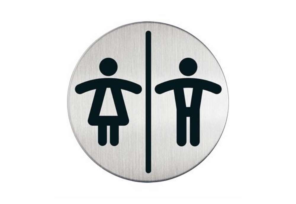 Immagine di Pittogramma adesivo - WC donne/uomini - diametro 8,3 cm - acciaio - Durable