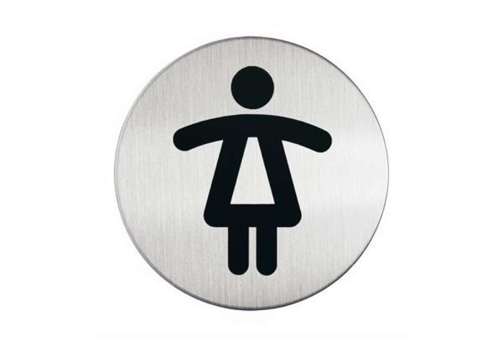 Immagine di Pittogramma adesivo - WC donne - diametro 8,3 cm - acciaio - Durable