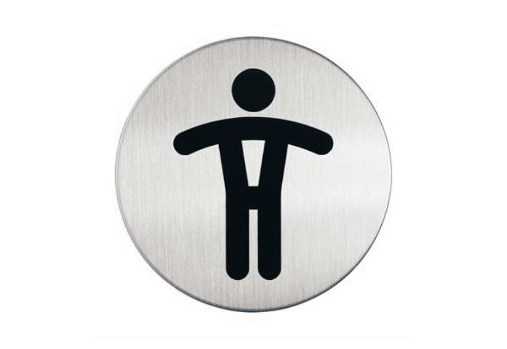 Immagine di Pittogramma adesivo - WC uomini - diametro 8,3 cm - acciaio - Durable