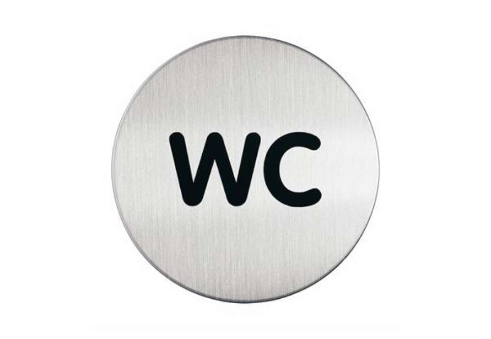 Immagine di Pittogramma adesivo - WC - diametro 8,3 cm - acciaio - Durable