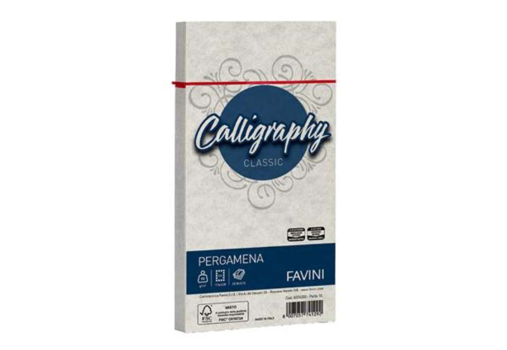 Immagine di Busta Calligraphy Pergamena - 110 x 220 mm - 90 gr - perla 10 - Favini - conf. 25 pezzi