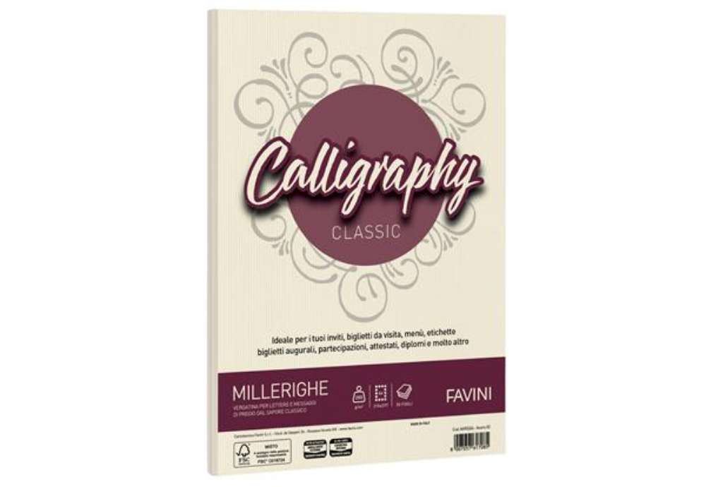 Immagine di Carta Calligraphy Millerighe - A4 - 200 gr - avorio 02 - Favini - conf. 50 fogli