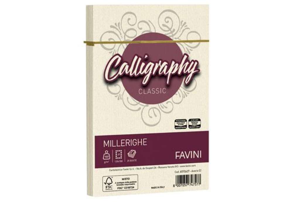 Immagine di Busta Calligraphy Millerighe - 120 x 180 mm - 100 gr - avorio - Favini - conf. 25 pezzi