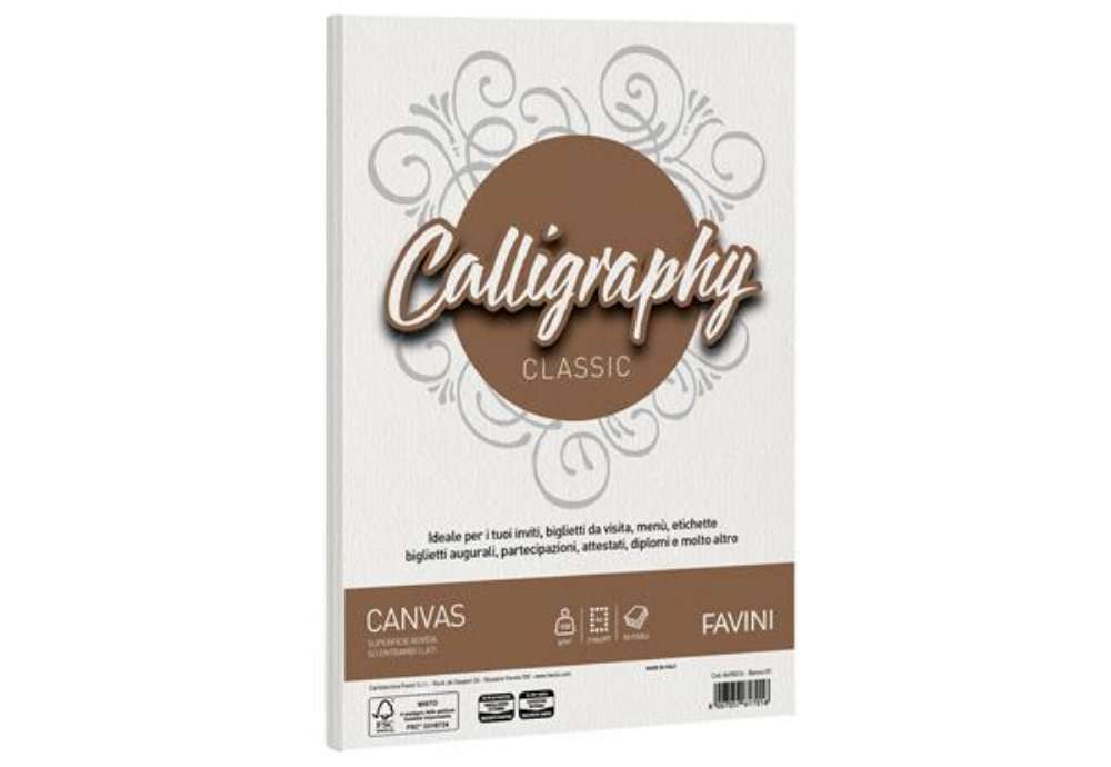 Immagine di Carta Calligraphy Canvas - A4 - 100 gr - bianco 01 - Favini - conf. 50 fogli