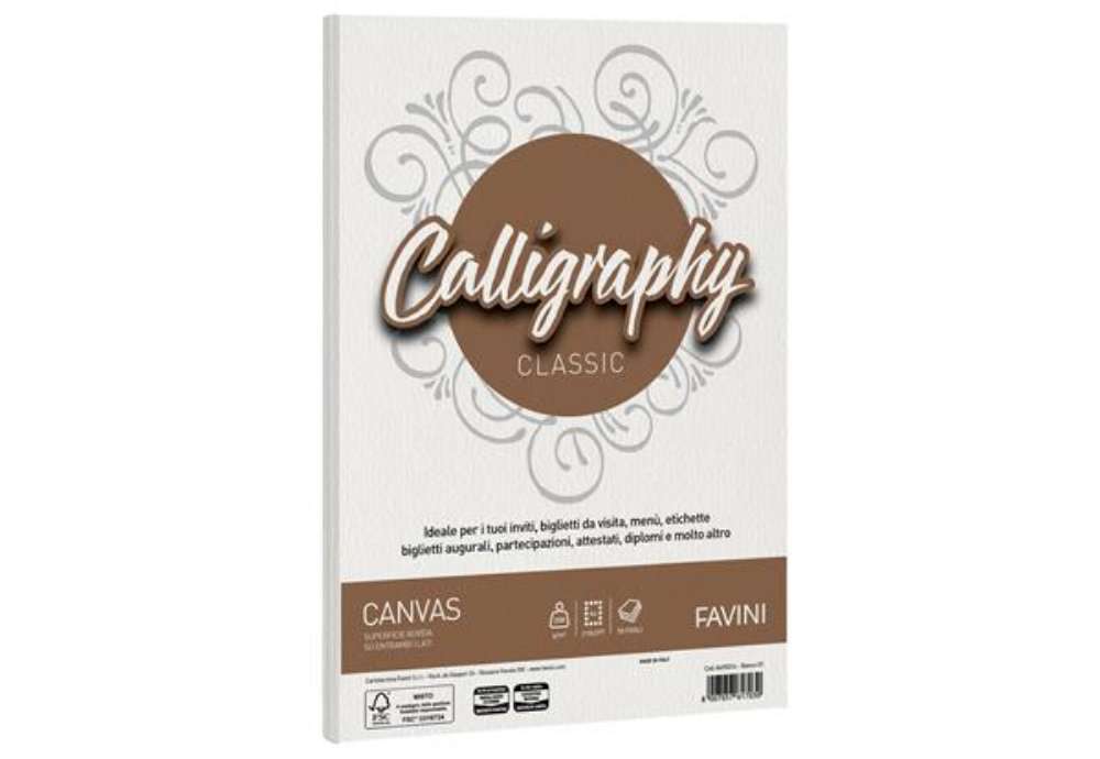 Immagine di Carta Calligraphy Canvas - A4 - 200 gr - bianco 01 - Favini - conf. 50 fogli
