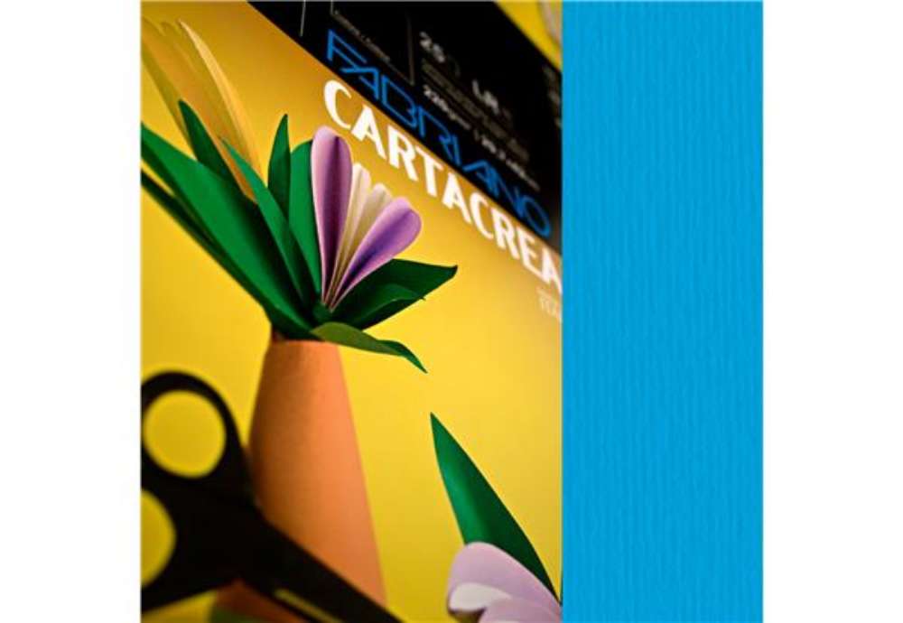 Immagine di Cartoncino CartaCrea - 35 x 50 cm - 220 gr - azzurro - Fabriano - blister 10 pezzi