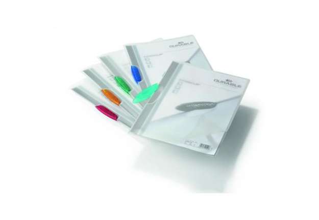 Immagine di Cartelline con clip Swingclip - PPL - 22x31 cm - clip colorata - trasparente - Durable - conf. 5 pez