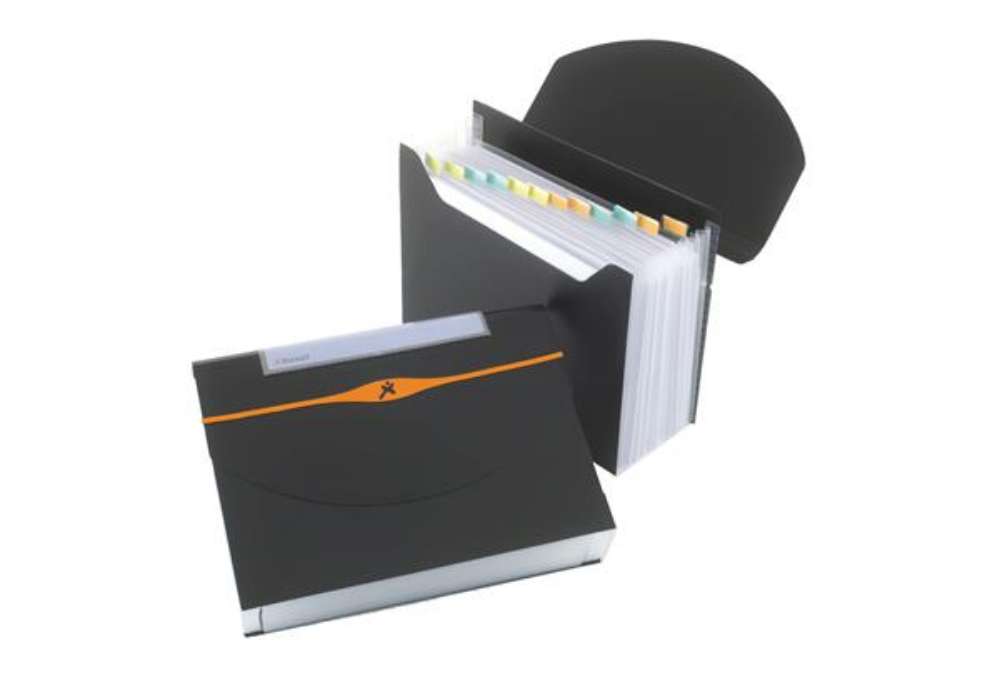Immagine di Portadocumenti a soffietto Optima - 13 tasche - 23 x 33 cm - PP- nero - Rexel