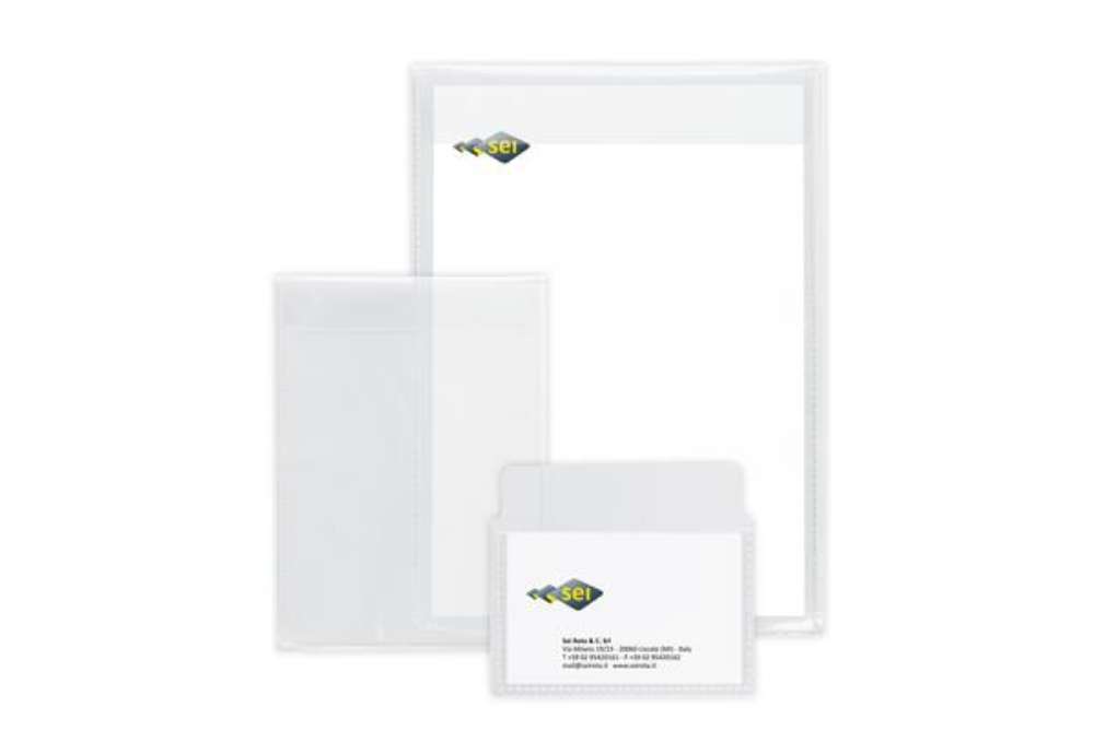 Immagine di Buste con patella Soft P - PPL - 7,5 x 11 cm - liscio - trasparente - Sei Rota - conf. 25 pezzi