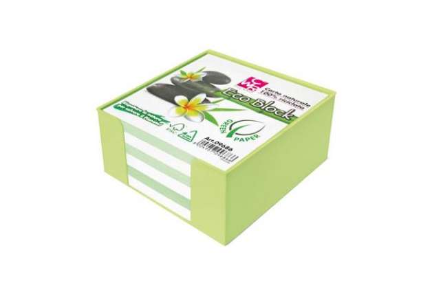 Immagine di Contenitore in plastica con foglietti - bianco - 10 x 10 x 5cm - carta riciclata 100% - IKona+