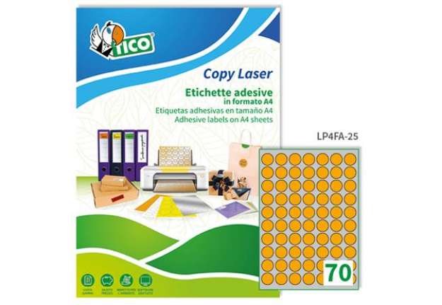 Immagine di Etichette adesive tonde LP4F - in carta - con margini - permanenti - diametro 25 mm - 70 et/fg - 70