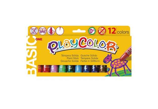 Immagine di Tempera solida in stick Playcolor - 10gr - colori assortiti - Instant - astuccio 12 stick