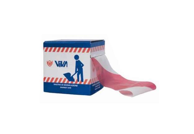 Immagine di Nastro segnaletico di sicurezza - 7 cm x 200 m - PE - rosso/bianco - Viva