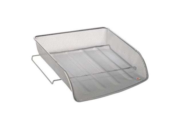 Immagine di Vaschetta portacorrispondenza Mesh - 27 x 6,5 x 34 cm - rete metallica - argento - Alba