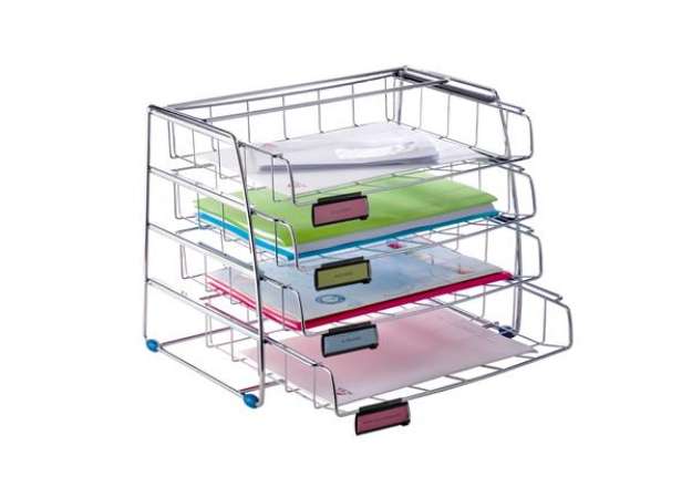 Immagine di Set da 4 vaschette scorrevoli - 39 x 30 x 31,5 cm - vaschette 6,5 cm - metallo - Alba