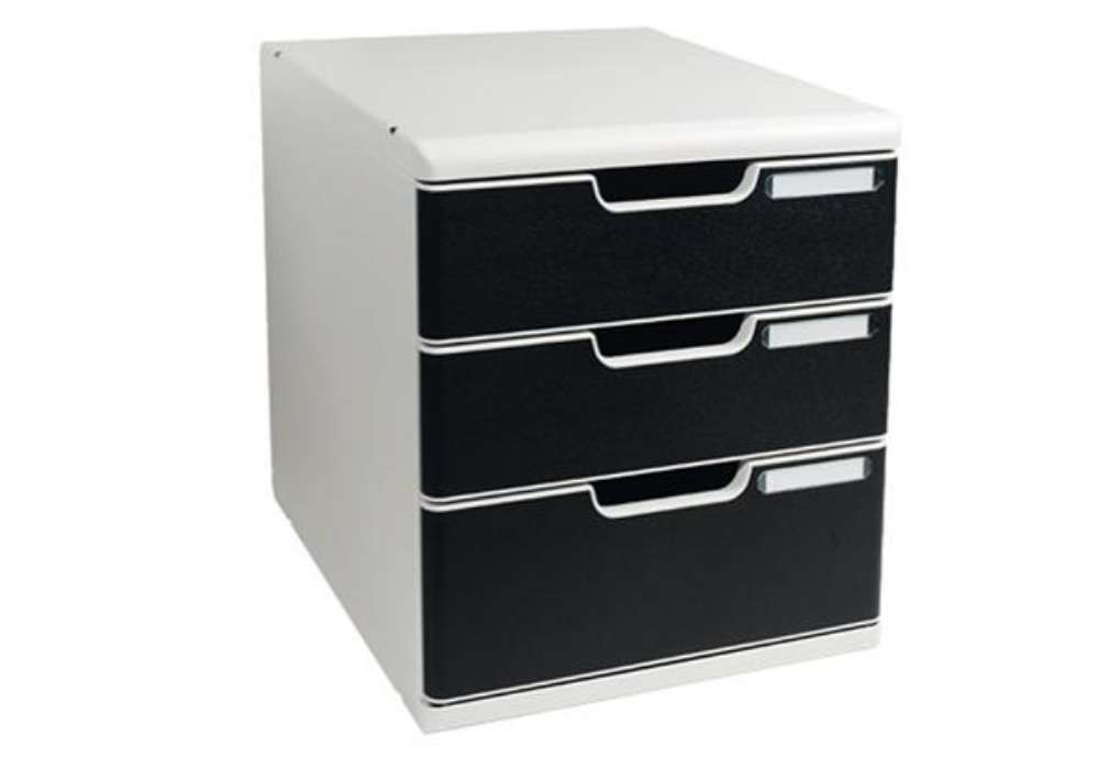 Immagine di Cassettiera Modulo A4 - 28,8 x 32 x 35 cm - 3 cassetti - grigio/nero - Exacompta