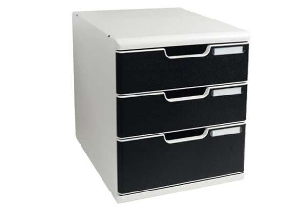 Immagine di Cassettiera Modulo A4 - 28,8 x 32 x 35 cm - 3 cassetti - grigio/nero - Exacompta