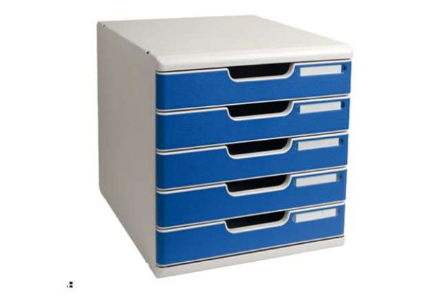 Immagine di Cassettiera Modulo A4 - 28,8 x 32 x 35 cm - 5 cassetti - grigio/blu - Exacompta
