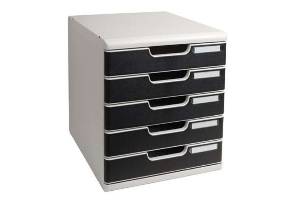 Immagine di Cassettiera Modulo A4 - 28,8 x 32 x 35 cm - 5 cassetti - grigio/nero - Exacompta
