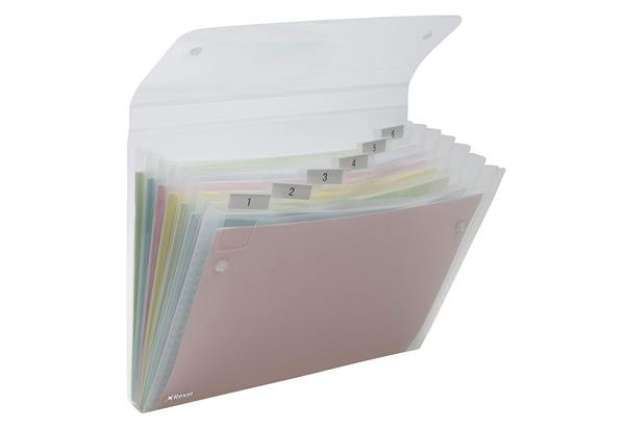Immagine di Cartella a soffietto Ice - 6 tasche - 22x30 cm - trasparente - Rexel